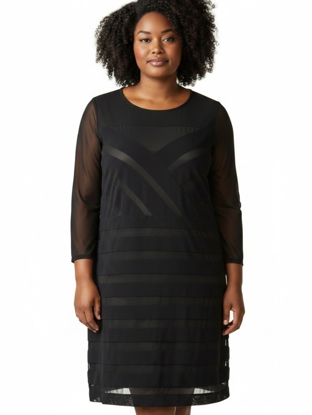 Adrianna Papell Womens Plus size 18W Black Bandage Sheath Knee Length Dress